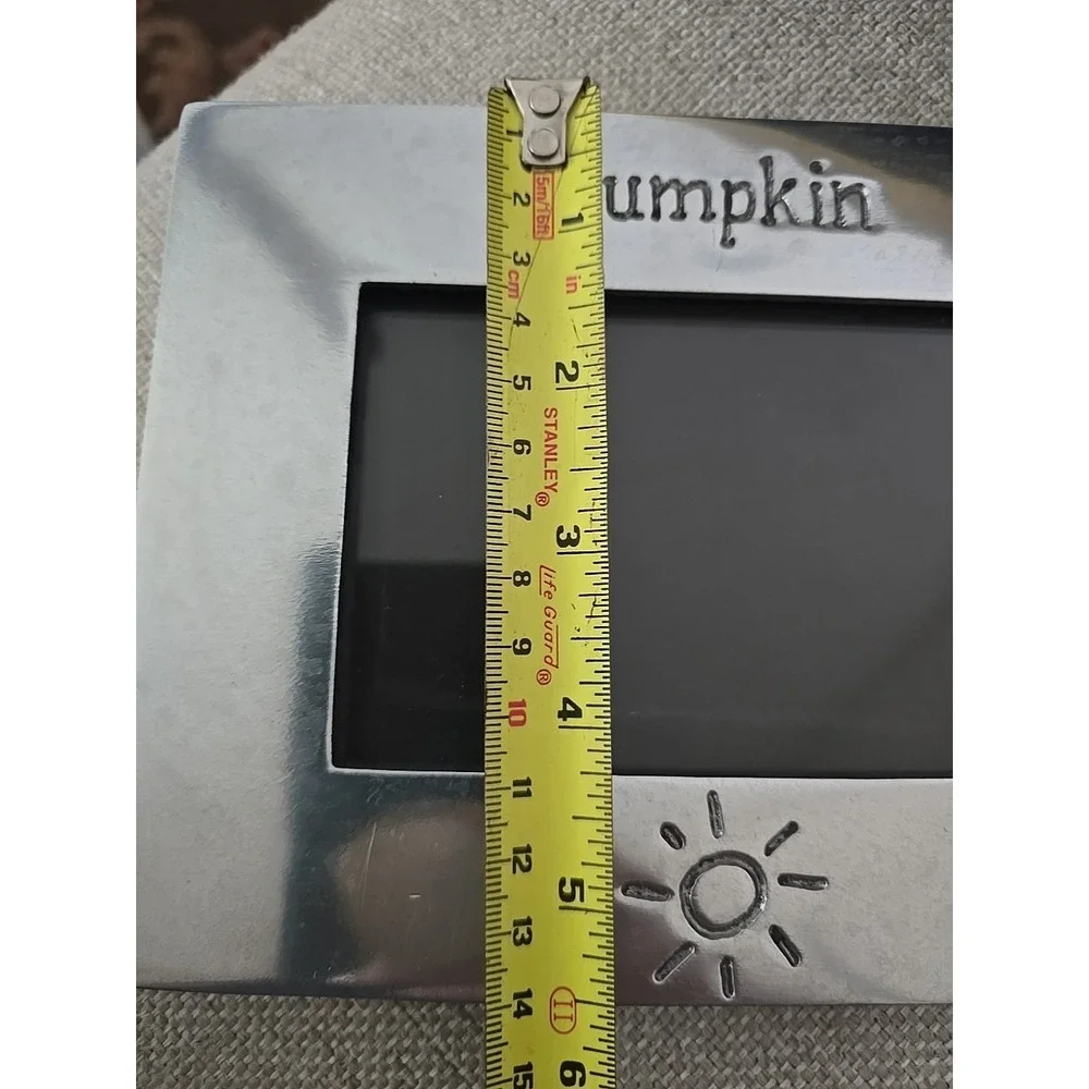 Engraved Silver Plated Metal Picture Frame Pumpkin‎ Sun Motif Harvest Fall Decor